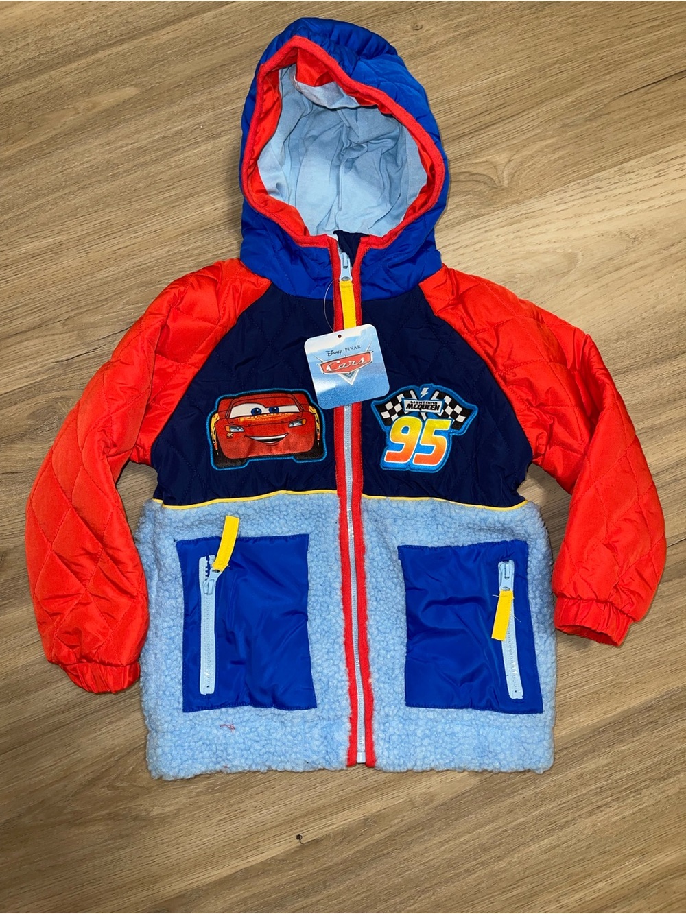 NWT Disney Pixar Cars Lightning McQueen Toddler Fleece Jacket - Size 5T
